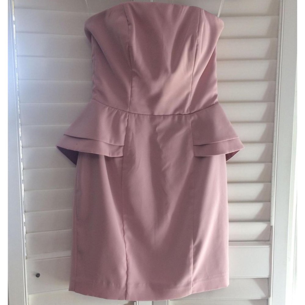ROSE BLUSH PINK PEPLUM DRESS W REMOVABLE STRAPS